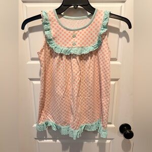Charming Pink and Mint Checkered Kids' Blouse
